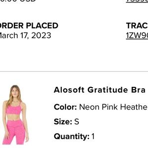 Alo soft gratitude bra. Rare find. Neon heather pink. Size S. New